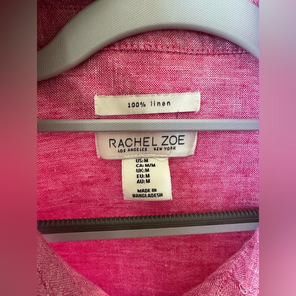 Rachel Zoe Pink Button Down Linen Shirt - Picture 7 of 9